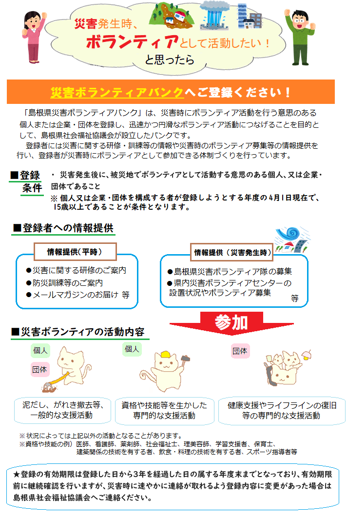 災害ボランティアバンク説明図