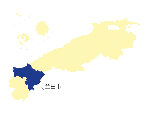 益田市を示した島根県の地図